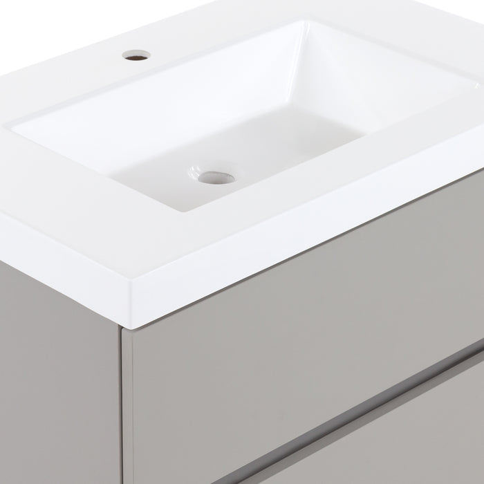 30.5" Floating Vanity With 2 Drawers and White Sink Top