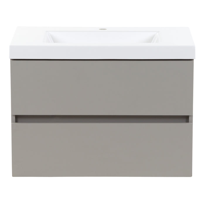 Innes 30.5" W gray floating bathroom vanity with 2 flat-panel drawers, white sink top