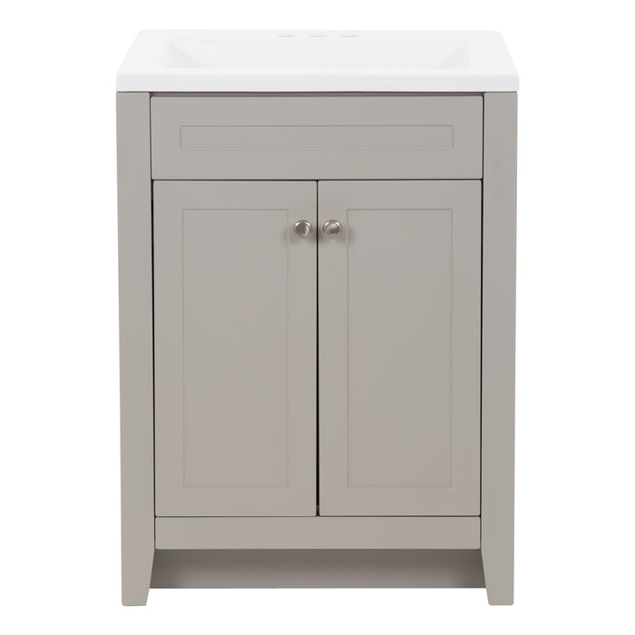 24.25" Shaker-Style Vanity With 2 Doors and White Sink Top