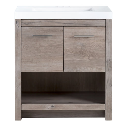 Birney 30.5" W Freestanding Bathroom Vanity with 2-door cabinet, open shelf, white sink top