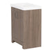 Right side of Callen vanity by Spring Mill Cabinets, Two door medium woodgrain box-style bathroom vanity cabinet with shaker style doors, chrome hardware, removable white sink top