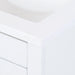 Corner closeup of Lonsdale 24 inch white half-bath vanity with two doors and white sink top