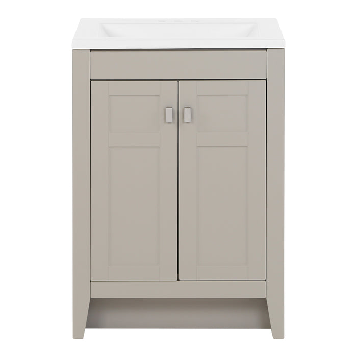 Lonsdale 24 inch warm gray half-bath vanity with two doors and white sink top