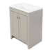 Top view of Lonsdale 24 inch warm gray half-bath vanity with two doors and white sink top