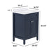 Measurements of 24.5” wide Marilla bathroom vanity, shown here in blue finish with white sink top: 24.5” width x 18.75” depth x 35.54” height
