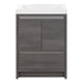 Front view of Trente 24 inch 2-door, 1-drawer, bathroom vanity with woodgrain finish and white sink top
