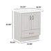 Measurements of Noelani 24.25” wide powder room vanity features a transitional design with soft-close 2-door cabinet and a full-extension bottom drawer in Elm Sky finish: 24.25” width x 18.75” depth x 32.89” height