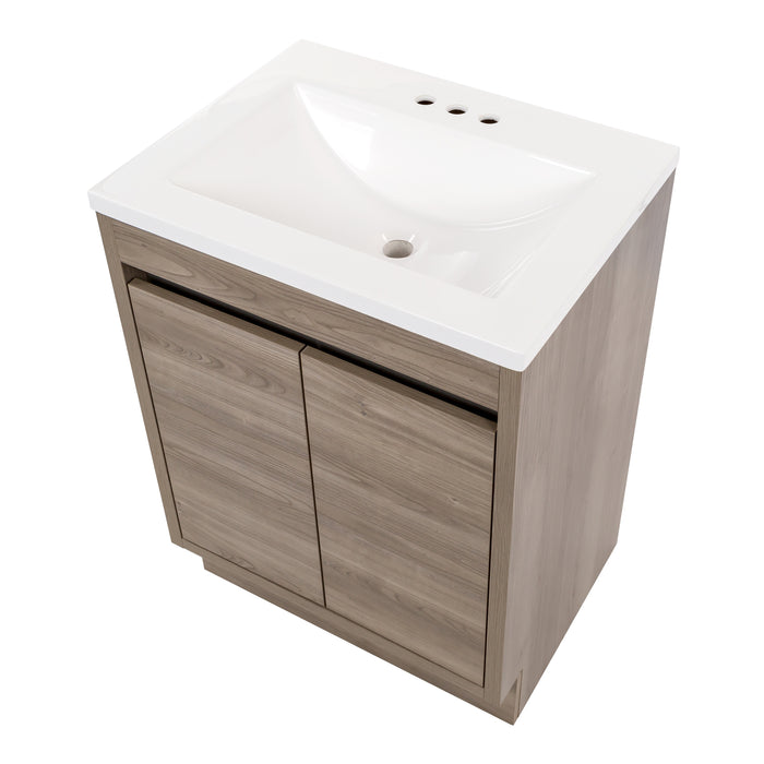 24.25" Small Bathroom Vanity With 2-Door Cabinet and White Sink Top