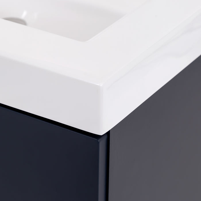 24.5" Floating Vanity With 2 Drawers and White Sink Top