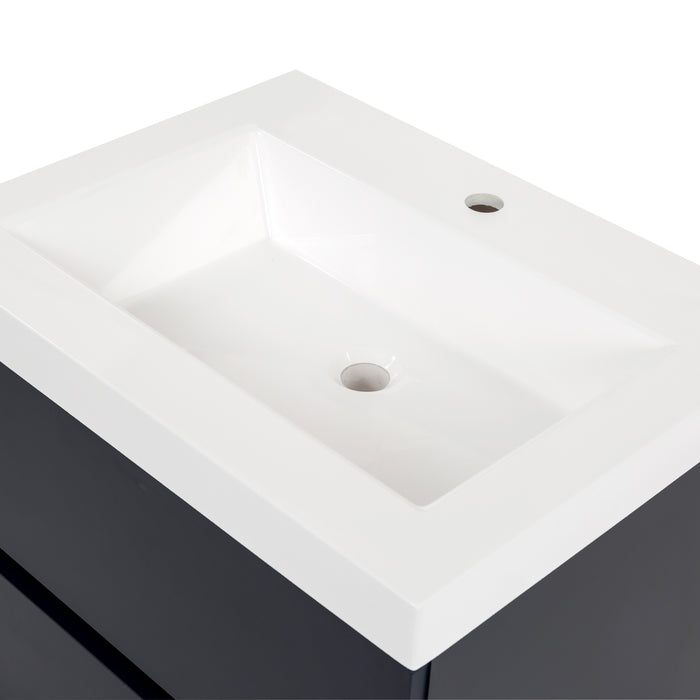 24.5" Floating Vanity With 2 Drawers and White Sink Top