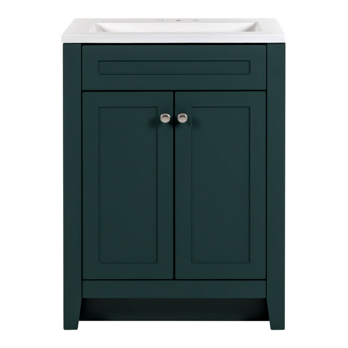 24.25" Shaker-Style Vanity With 2 Doors and White Sink Top
