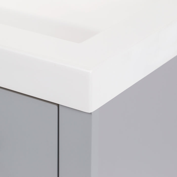 24.5" 2-Drawer Vanity With Pull-Out Open Shelf and White Sink Top