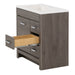 Image shows the 30.25" Devere freestanding single-sink vanity, shown here in Dark Oak finish, with middle drawer extended