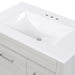 View of the 30.25" Devere freestanding single-sink vanity white cultured marble sink top with an integrated sink that is predrilled for a 4" centerset faucet