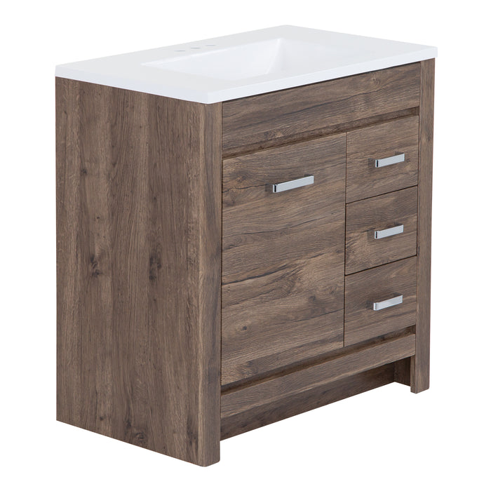 30.25" Single-Sink Vanity With 3 Drawers and White Sink Top