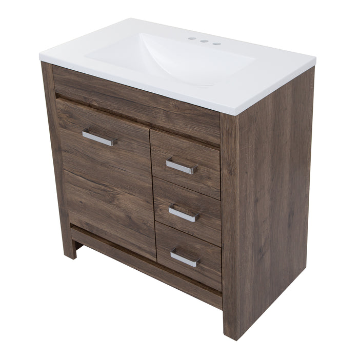 30.25" Single-Sink Vanity With 3 Drawers and White Sink Top
