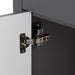 Adjustable hinges on Salil 30 inch 2-door gray powder room vanity with white top