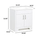 Measurements of Salil 30 inch 2-door white powder room vanity with white top: 30.25 in W x 18.75 in D x 32.89 in H