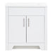 Front of Salil 30 inch 2-door white powder room vanity with white top
