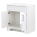 Open doors on Salil 30 inch 2-door white powder room vanity with white top