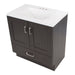 Top view of 30.25" Noelani powder room vanity features a transitional design with inset Shaker-style doors, a flat-panel drawer, and satin nickel door and drawer pulls – shown here in Milano Oak finish