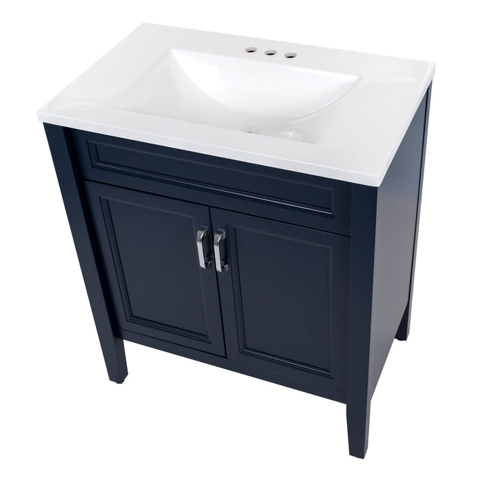 30.25" 2-Door Furniture-Style Bathroom Vanity With White Sink Top