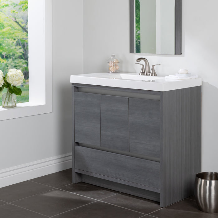 30.5" 2-Door Bathroom Vanity With Base Drawer and White Sink Top