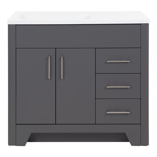 Salil 36 inch 2-door gray bathroom vanity with 2 drawers and white top