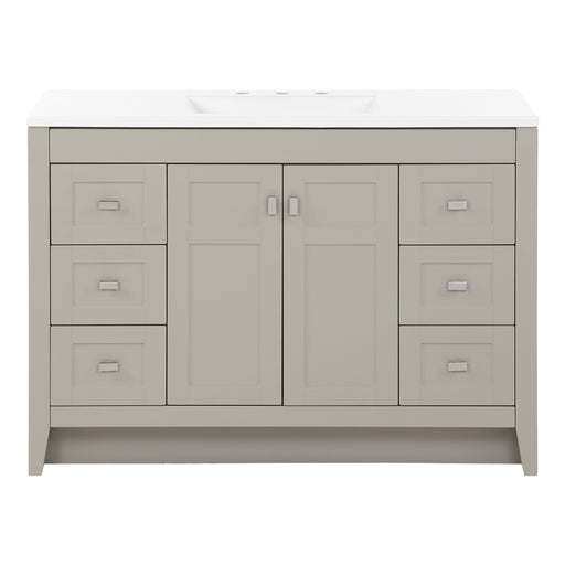 Lonsdale 48 inch gray bathroom vanity with 2 doors, 6 drawers, and white sink top
