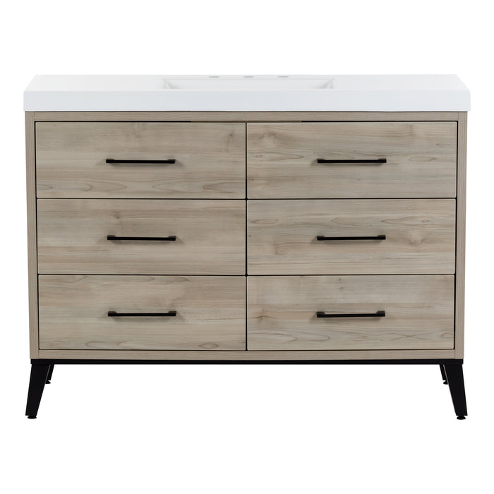 49" Modern Bathroom Vanity With 6 Drawers and White Sink Top