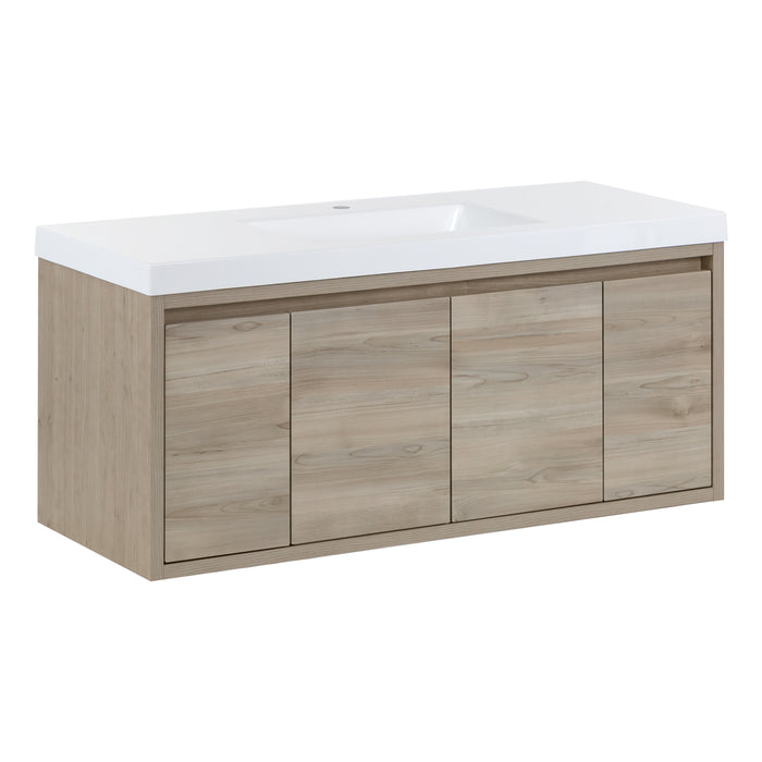 48.5" Floating Single-Sink Vanity With Two Drawers and White Sink Top
