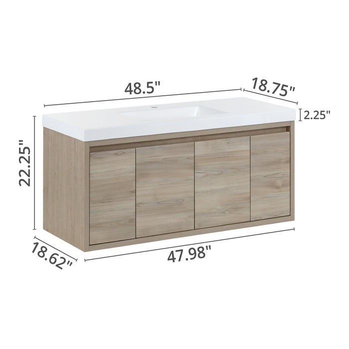 48.5" Floating Single-Sink Vanity With Two Drawers and White Sink Top