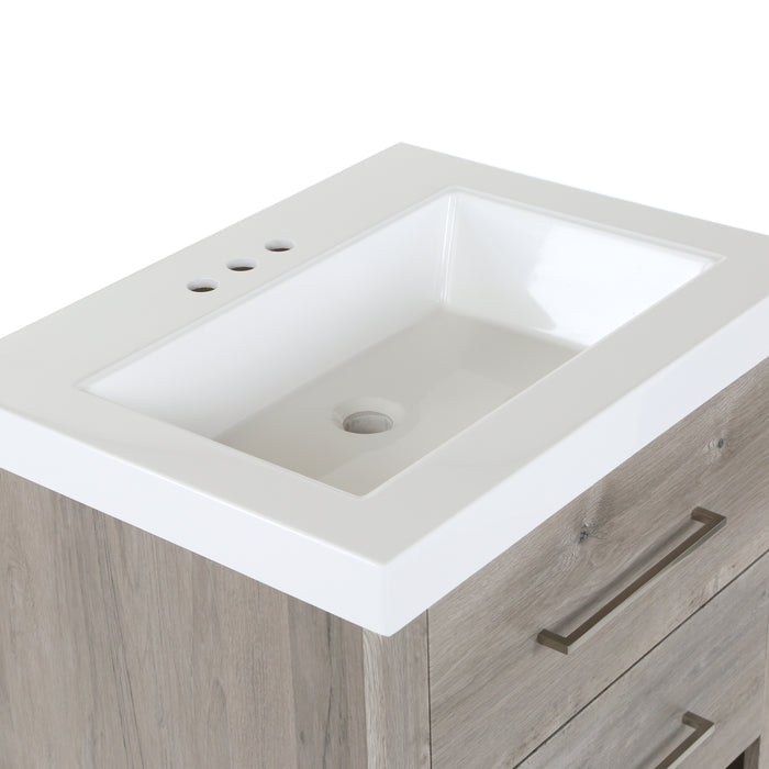 4" centerset predrilled white cultured marble sink top with integrated rectangular sink on Spring Mill Cabinets Fisk  vanity