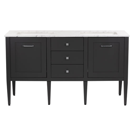 Fordwin 61 in double-sink gray vanity with granite-look sink top, 3 drawers, 2 cabinets