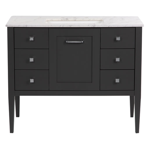 Fordwin 43 in furniture-style gray vanity with granite-look sink top, 6 drawers, cabinet