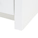 Toekick on Hali 24.5 small white bathroom vanity with 2-door cabinet, 1 drawer, brushed gold hardware, white sink top