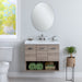 Inna 30.5-in floating woodgrain finish bathroom vanity with sink top, drawer, 2-door cabinet, open shelf installed in bathroom