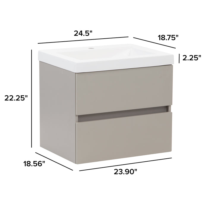 Innes Floating Vanity with Drawers Measurements: 24.5" W x 18.75" D x 22.25" H