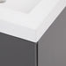 Closeup of corner of Innes 24.5" wide floating vanity with white sink top