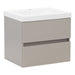 Left side Innes 24.5" W gray floating bathroom vanity with 2 flat-panel drawers, white sink top