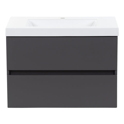 Innes 30.5" W gray floating bathroom vanity with 2 flat-panel drawers, white sink top