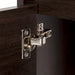 Adjustable hinge on Kambree 15.75 in. floating 1-door bathroom vanity with dark woodgrain finish and white sink top