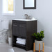 Lir 24.5" W dark woodgrain cabinet-style bathroom vanity, 2 flat-panel doors, in bathroom