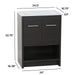 Lir Open Shelf Vanity with cabinet dimensions: 24.5" W x 16.75" D x 32.75" H