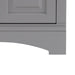 Toekick on Maris 24.5" 2-door gray Powder Room Vanity, round door pulls, stone-look sink top