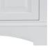 Toekick on Maris 24.5" 2-door White Powder Room Vanity with 2 doors, round door pulls, stone-look sink top