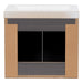 Open back on Marlowe 24.5 in gray woodgrain floating bathroom vanity with 2 door cabinet and white sink top