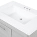 Predrilled sink top on Marlowe 30.5 in gray woodgrain floating bathroom vanity with 1-door cabinet, 2 side drawers, and white sink top