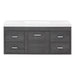 Marlowe 48.5 in gray woodgrain floating bathroom vanity with 1-door cabinet, 4 drawers, polished chrome hardware, and white sink top