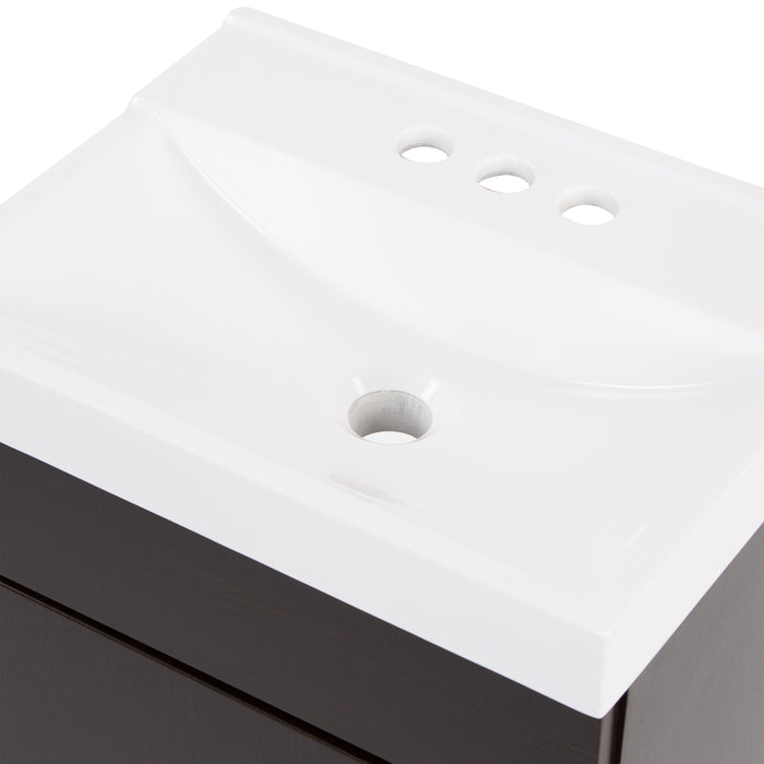4" centerset predrilled white cultured marble sink top with integrated rectangular sink on Merton vanity